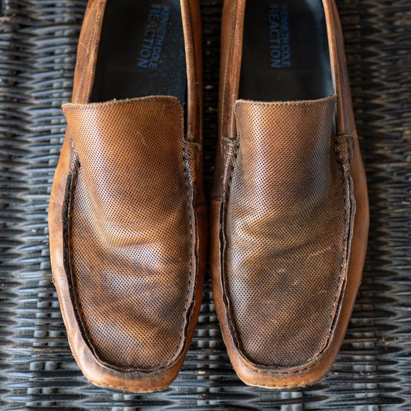 Kenneth Cole Reaction Tan/Brown Dress Shoes Slip Ons - Picture 1 of 10